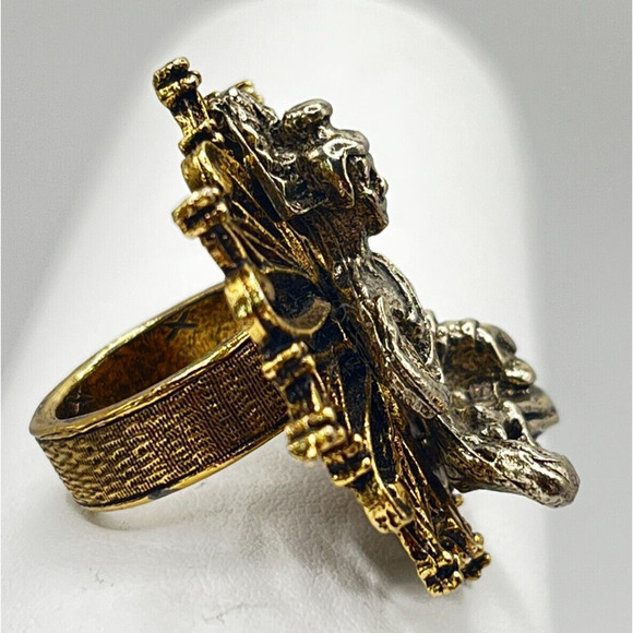 Vintage Signed Art Arthur Pepper Gold & Silver Tone Ring Size 3 - Picture 5 of 5